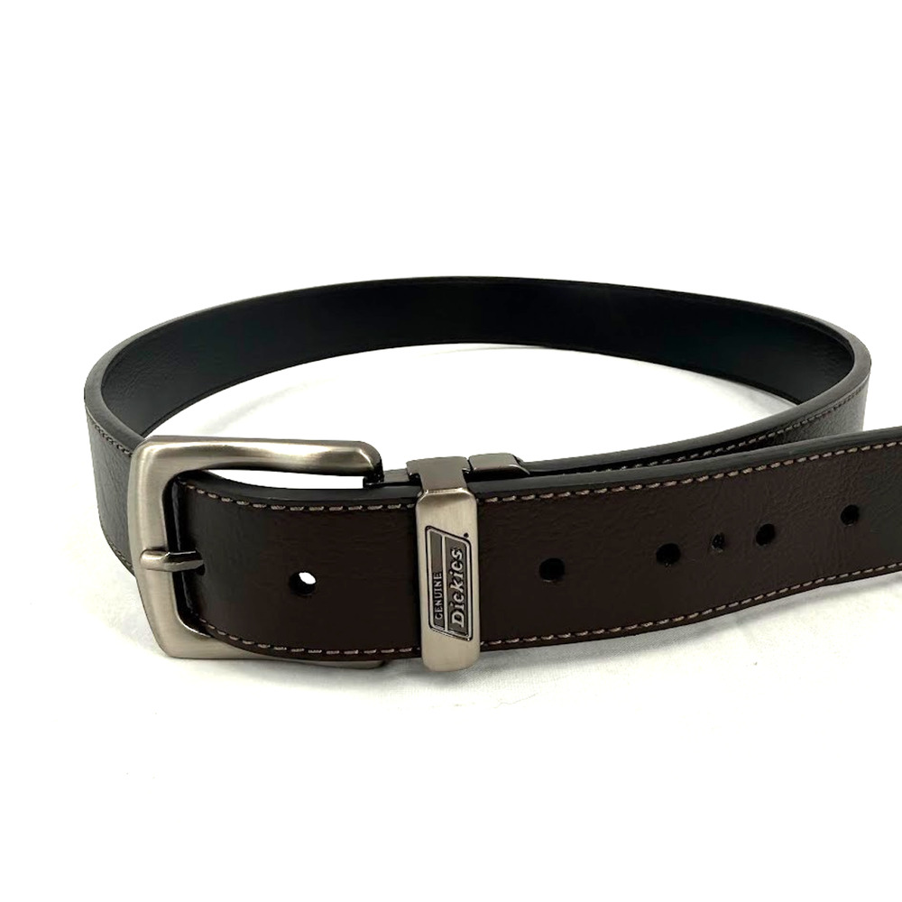 Genuine Dickies Brown Genuine Leather Belt Mens Size 40 Silver Buckle